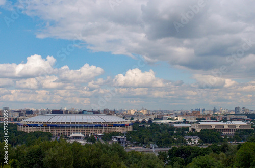 View from Sparrow Hills including Luzhniki Stadium in Moscow, Russia. June 13, 2018.