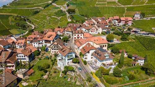 Tableau sur toile Aerial view from Lavaux, Switzerland