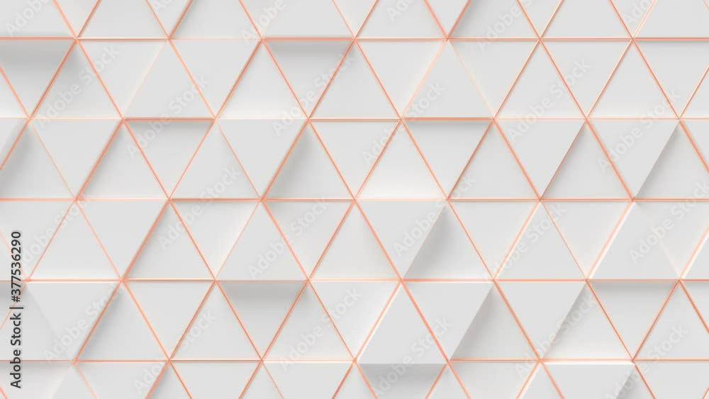 Elegant Triangles Surface Loop 1 Rose Gold x White: trendy white triangles over a vibrant rose gold grid. Intense orange magenta mix. Abstract 3D triangular background. Seamless loop. 4K Elegant Triangles Surface Loop 1 Rose Gold x White: trendy white triangles over a vibrant rose gold grid. Intense orange magenta mix. Abstract 3D triangular background. Seamless loop. 4K