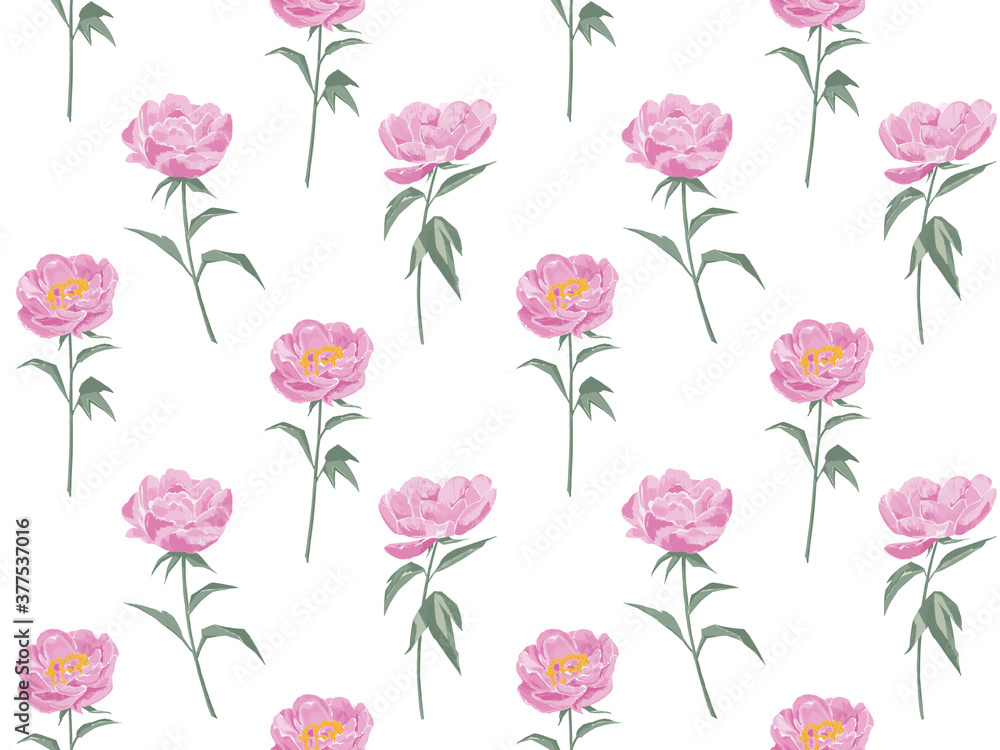 Seamless floral pattern with peonies on white background, watercolor. design for textiles, interior, clothes, wallpaper. Botanical art Seamless floral pattern with peonies on white background, watercolor. design for textiles, interior, clothes, wallpaper. Botanical art
