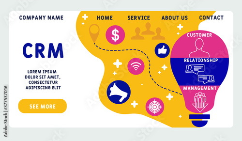Vector website design template . CRM : Customer relationship management , business concept. illustration for website banner, marketing materials, business presentation, online advertising. 