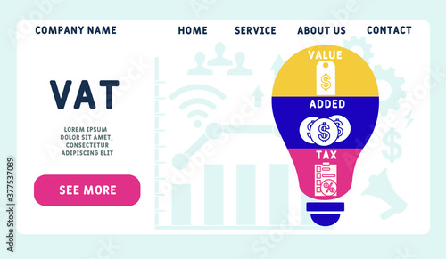 Vector website design template . VAT - value added tax , business concept. illustration for website banner, marketing materials, business presentation, online advertising. 