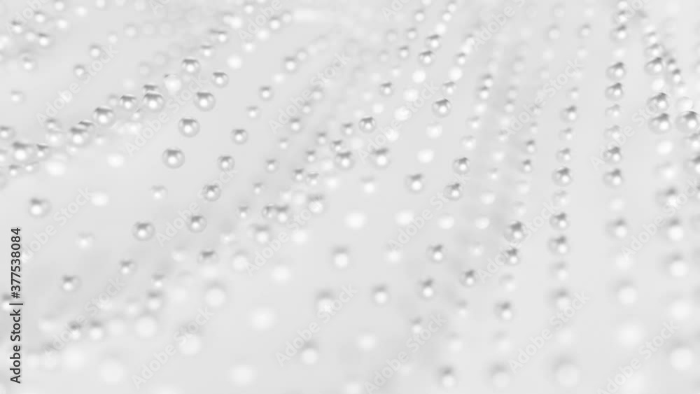 Waving Floating Spheres Loop 1 Silver x White: field of many individual glossy spheres waving over a white background. Silver and white spheres. Elegant background. Seamless loop. 4K Waving Floating Spheres Loop 1 Silver x White: field of many individual glossy spheres waving over a white background. Silver and white spheres. Elegant background. Seamless loop. 4K