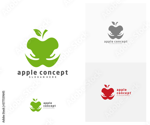 Apple Care logo design vector template, Fruits Apple icon symbol