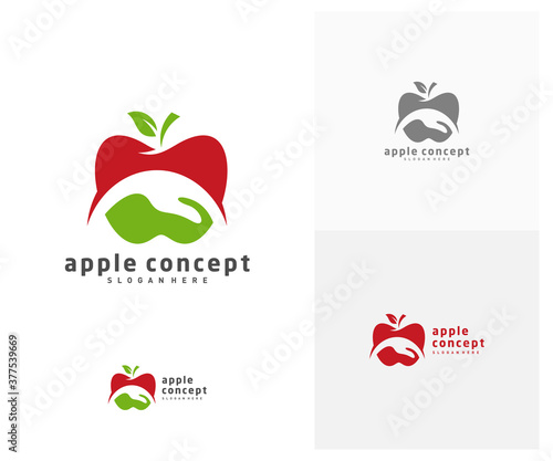 Apple Care logo design vector template, Fruits Apple icon symbol