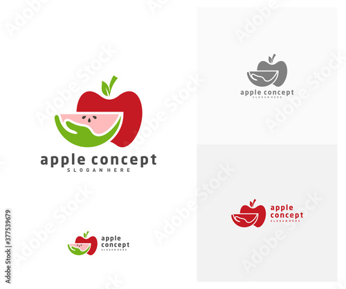 Apple Care logo design vector template, Fruits Apple icon symbol