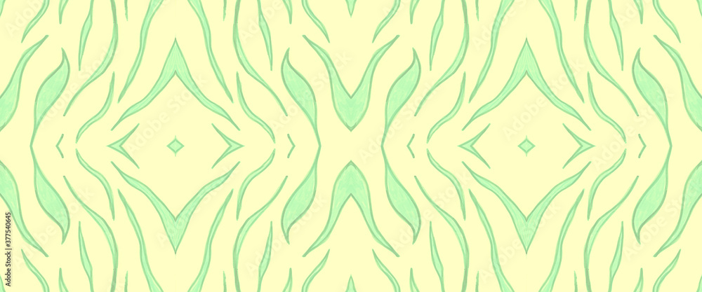 Green Fashion Exotic Border. Seamless Watercolour Green Fashion Exotic Border. Seamless Watercolour