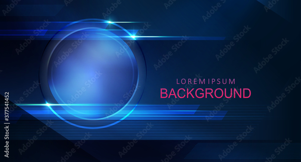 Geometric dark background with blue color gradient, light stripes, round frame Geometric dark background with blue color gradient, light stripes, round frame