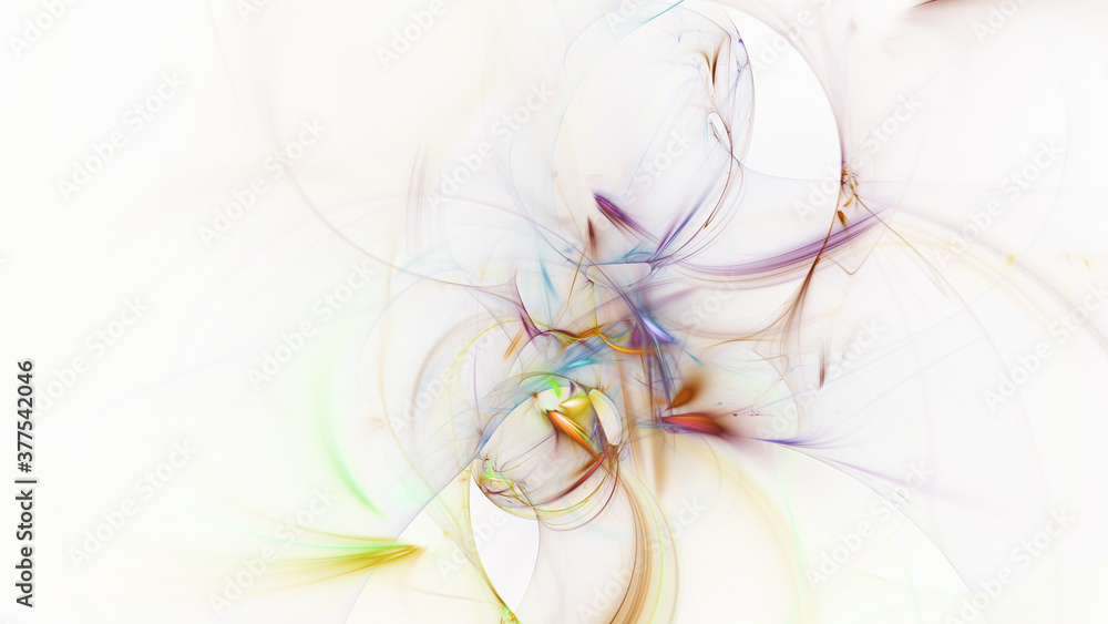 Obraz premium Abstract colorful orange and green glowing shapes. Fantasy light background. Digital fractal art. 3d rendering.