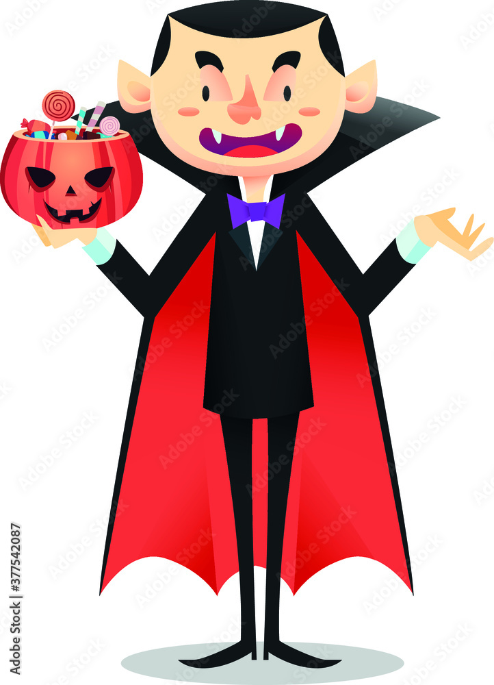 Dracula Halloween Trick of Treat  Pumpkin Vector 