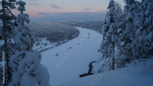 skiing in the mountains