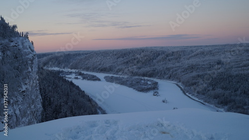 winter landscape with snow covered mountains