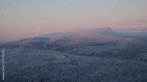  winter sunrise in the mountains