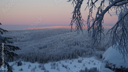  winter sunrise in the mountains