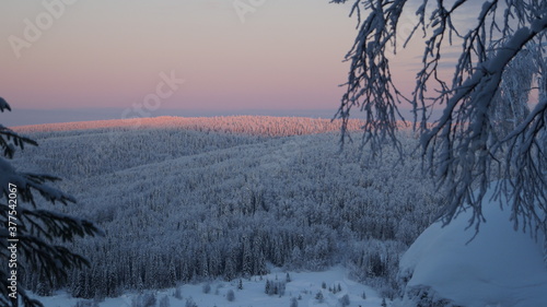  winter sunrise in the mountains