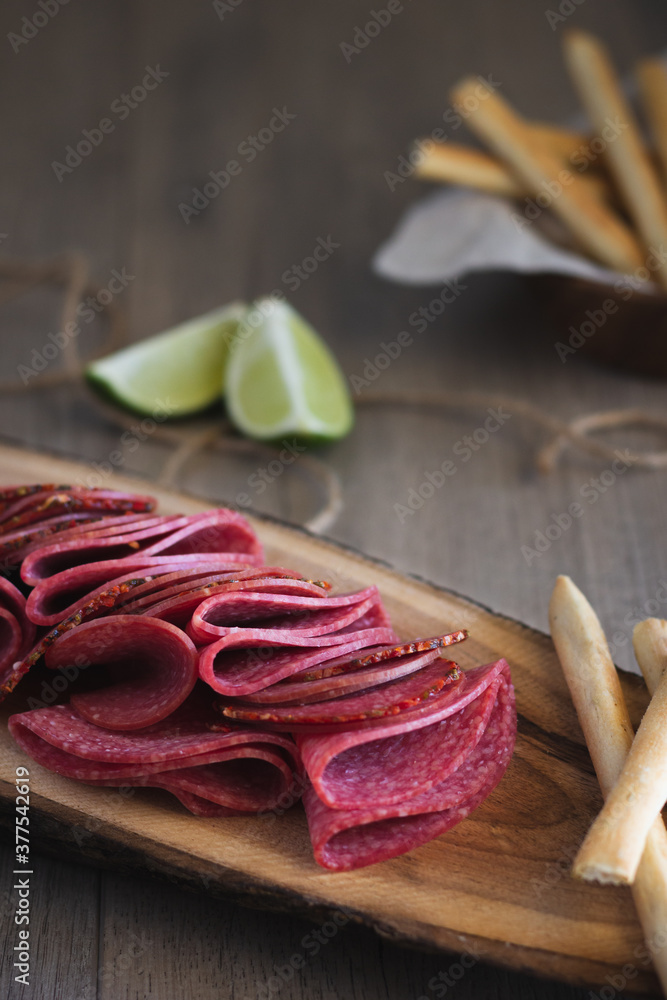 Salami Slices on a Board