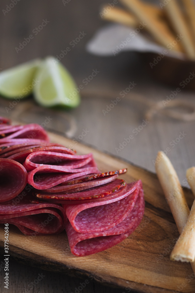 Salami Slices on a Board