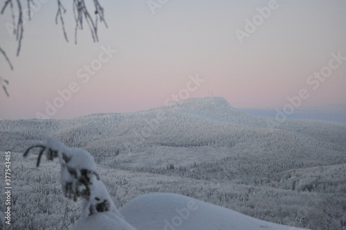  winter sunrise in the mountains