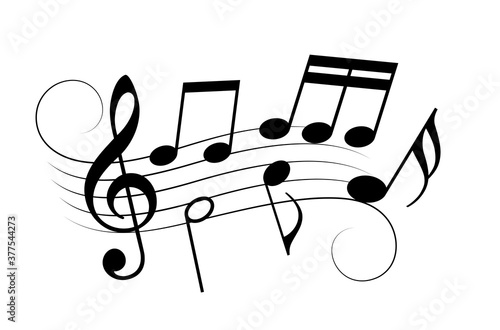 Music staff and notes, vector cartoon