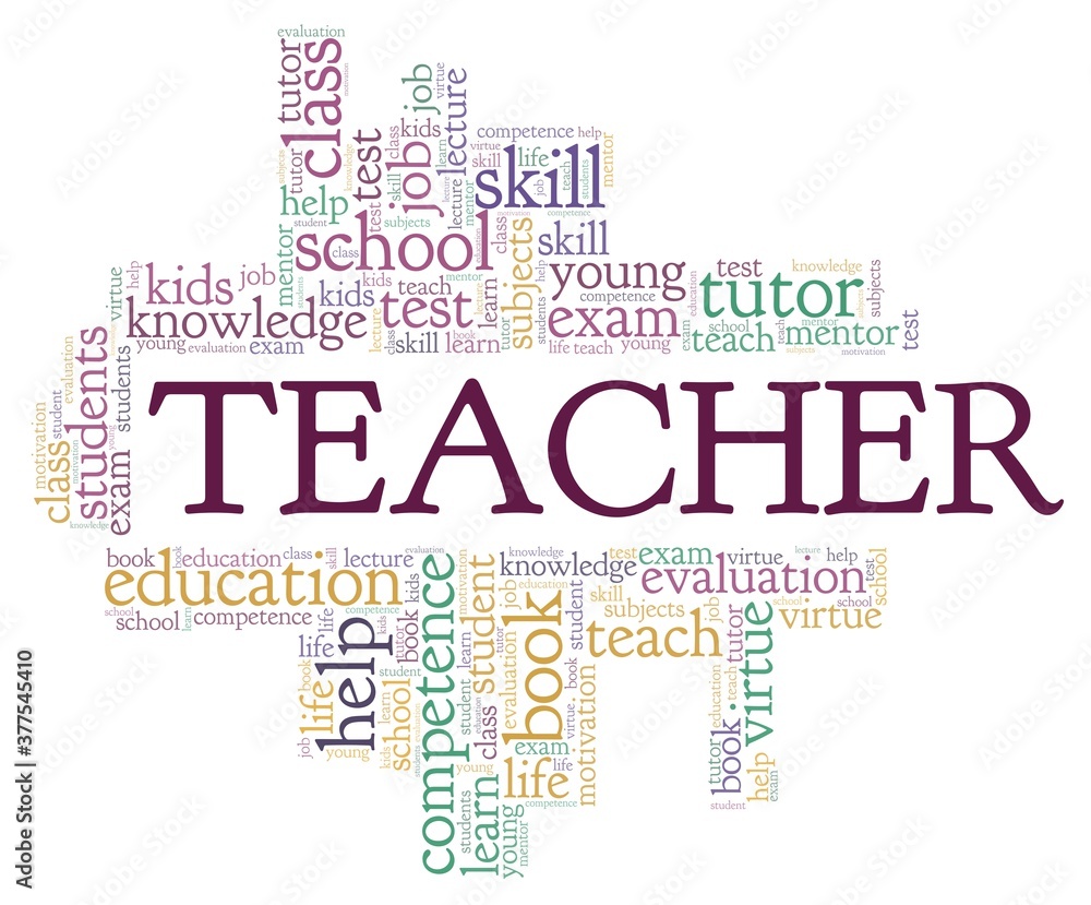 Teacher vector illustration word cloud isolated on a white background. Teacher vector illustration word cloud isolated on a white background.