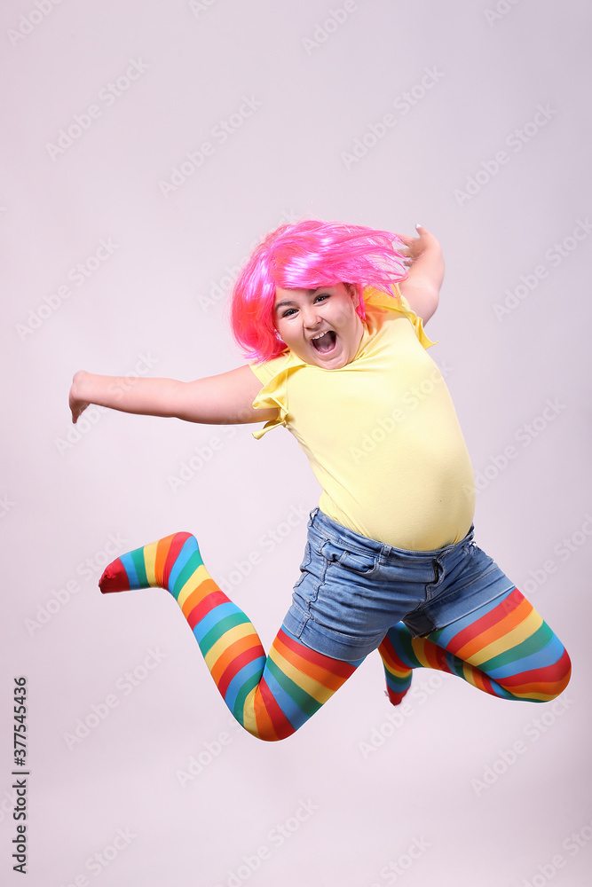 Fotografie Screaming and jumping girl