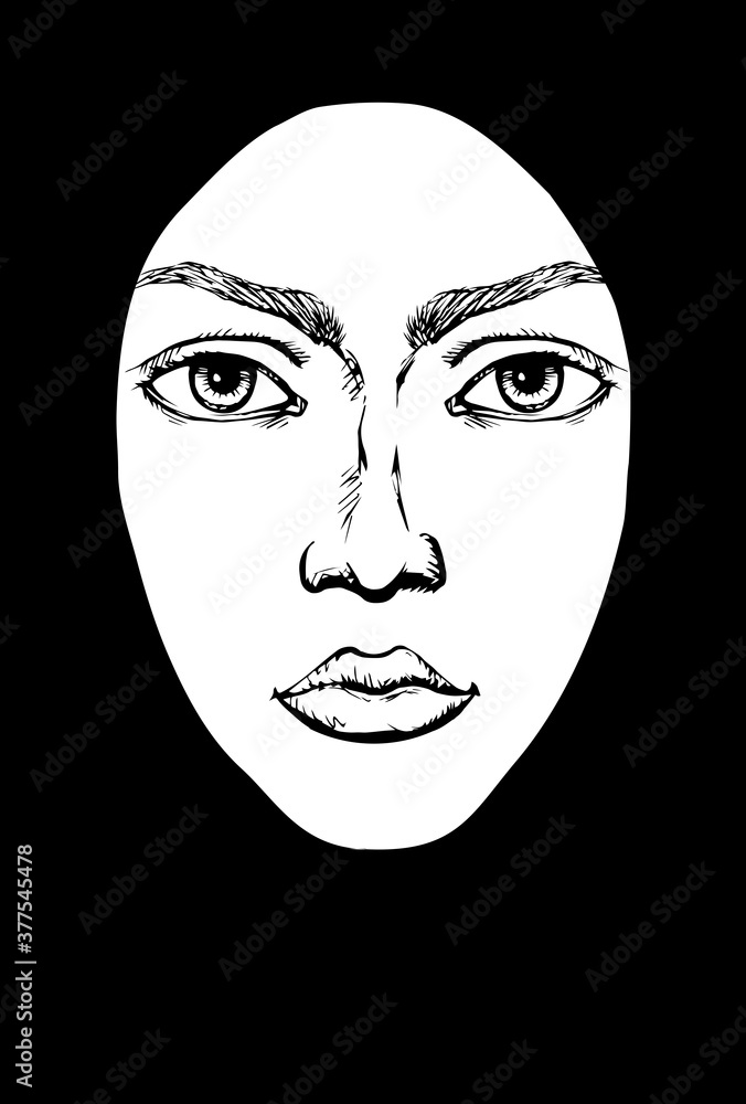 Woman face. Vector drawing icon Woman face. Vector drawing icon