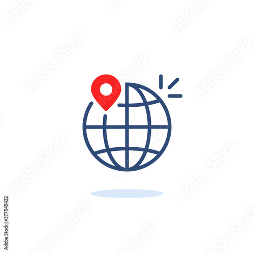 linear world globe with land mark pin