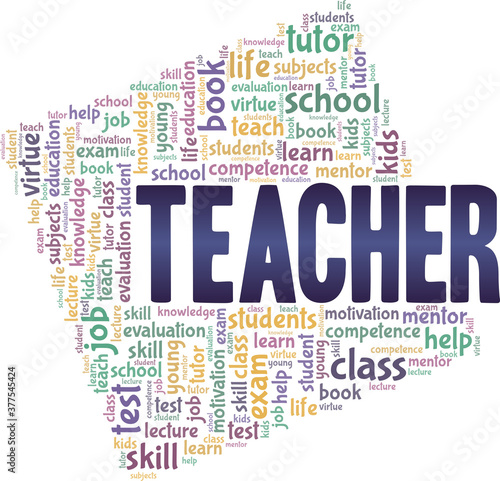 Teacher vector illustration word cloud isolated on a white background.