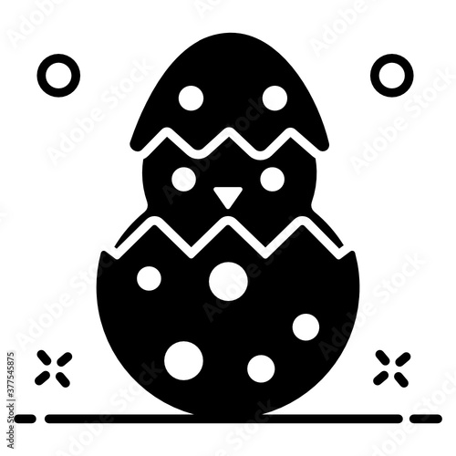 
Chick inside easter egg, icon 
