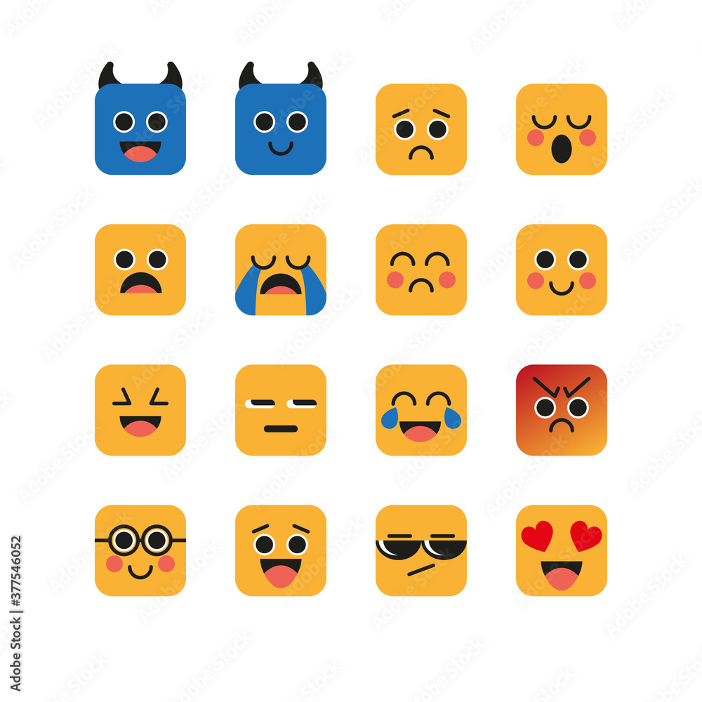 Obraz premium A set of flat emoticons for social networks. Simple vector illustration on a white background