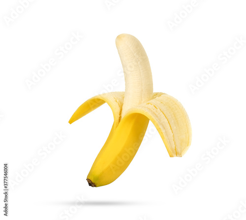 peeled banana isolated on white background