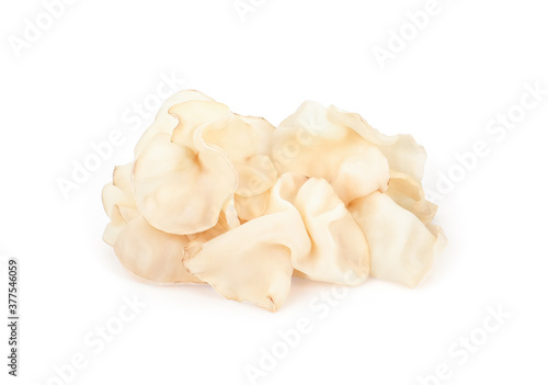 white ear mushroom ,tremella mushroom, tremella fuciformis mushroom or white jelly mushroom isolated on white background