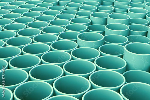 3d rendering of turquoise tubes. Geometry pattern. Random cells. Polygonal glossy surface. Design template for  flyers  magazine  branding  banners  headers  book covers  notebooks. 