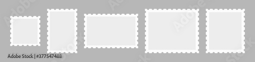 Set Postage stamps template. Blank frame of postal stamp for mail envelope. Vector illustration EPS10.