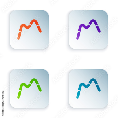 Color Jelly worms candy icon isolated on white background. Set colorful icons in square buttons. Vector.