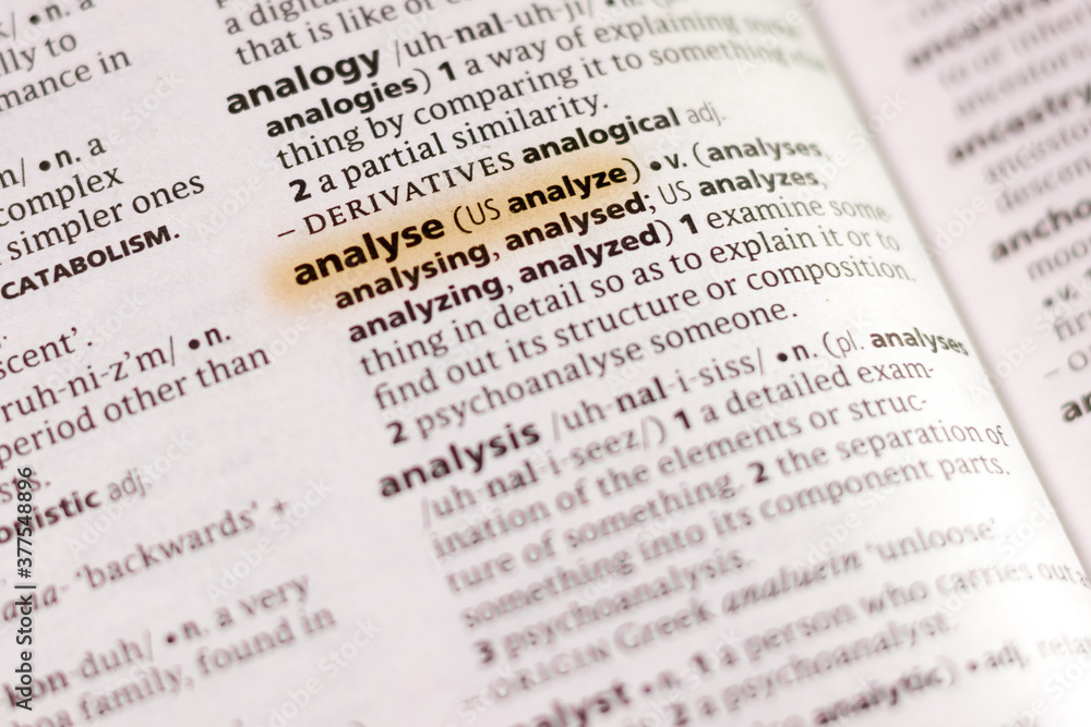 Ivanovsk, Russia - November 19, 2018: The word or phrase Analyse in a dictionary. Ivanovsk, Russia - November 19, 2018: The word or phrase Analyse in a dictionary.