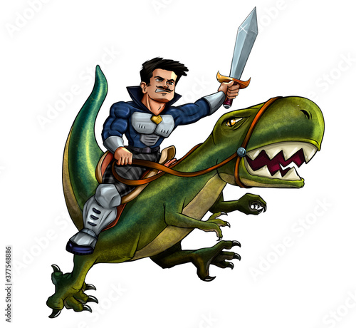 Warrior and dinosaurs
