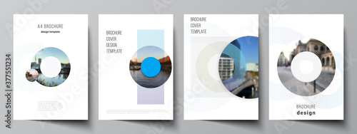 Vector layout of A4 cover mockups templates for brochure, flyer layout, booklet, cover design, book design, brochure cover. Background template with rounds, circles for IT, technology. Minimal style.
