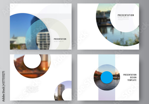 Vector layout of the presentation slides design business templates, multipurpose template for presentation brochure, cover. Background template with rounds, circles for IT, technology. Minimal style.