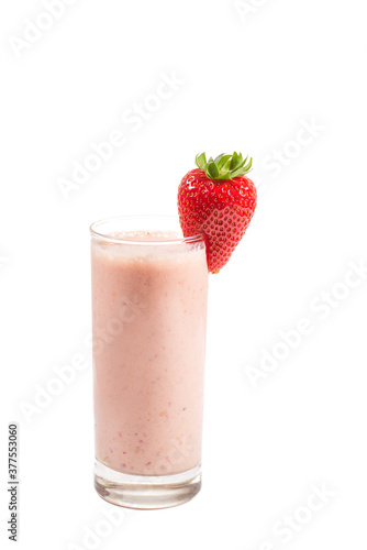 healthy strawberry smoothie isolated on white