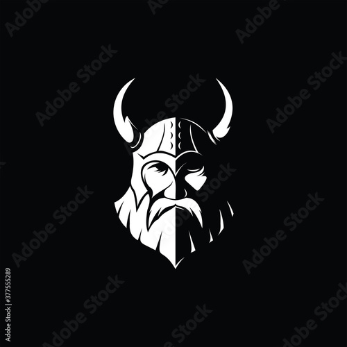 Viking mascot logo design. Trendy sport logotype illustration. Eps10 vector.