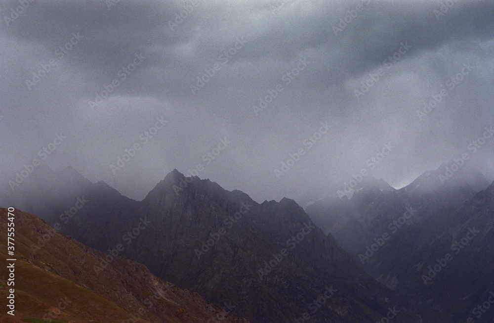 Panoramic view of the mountains of Svaneti near the town of Mestia in Georgia. Panoramic view of the mountains of Svaneti near the town of Mestia in Georgia.
