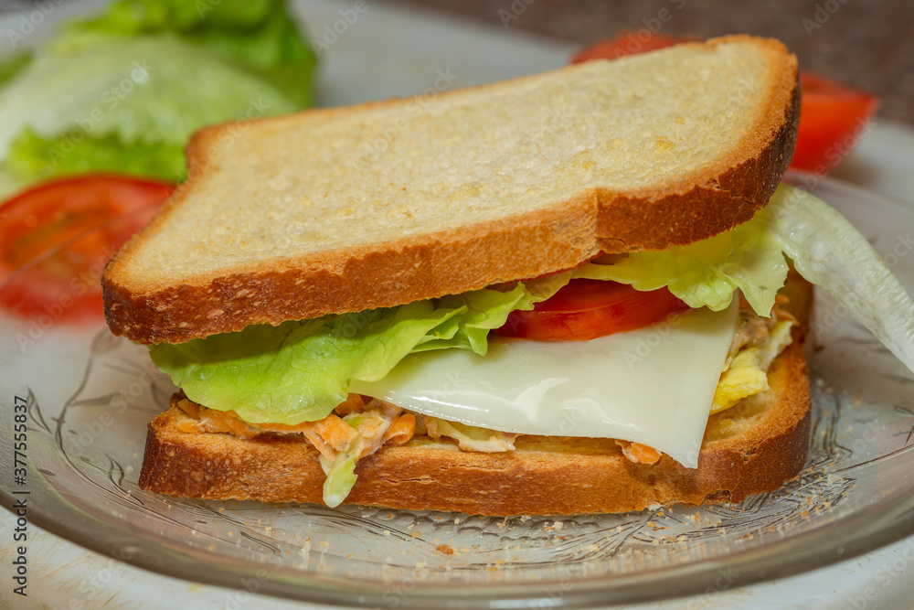 club sandwich with vegetables and cheese club sandwich with vegetables and cheese