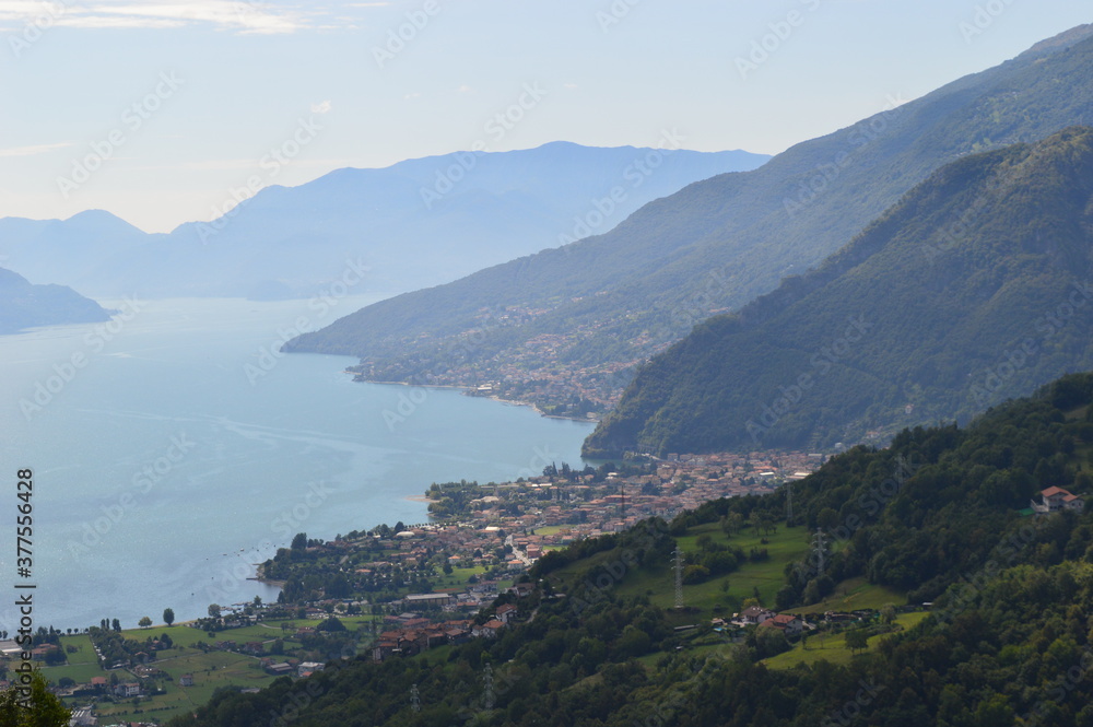 The beautiful landscape around the mountains of Lake Como in Lombardy in Northern Italy