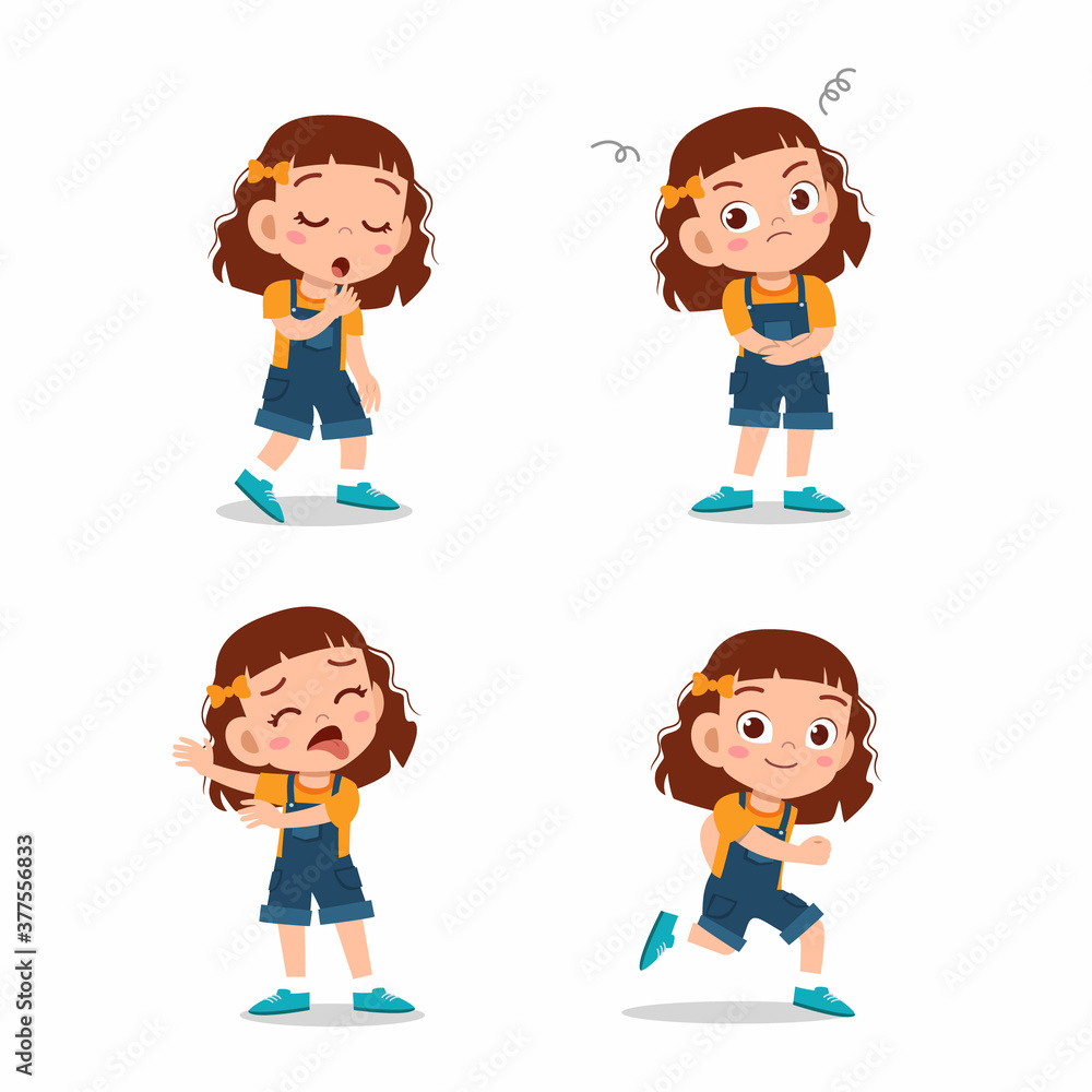 cute little kid girl pose with various expression set cute little kid girl pose with various expression set