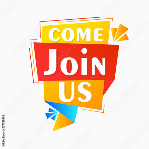 abstract flat sticker come join us promotion speech bubble design