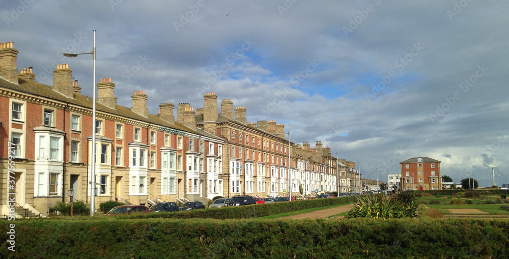 Terrace houses in Lowestoft, a touristic town in East Anglia, in the east part of England