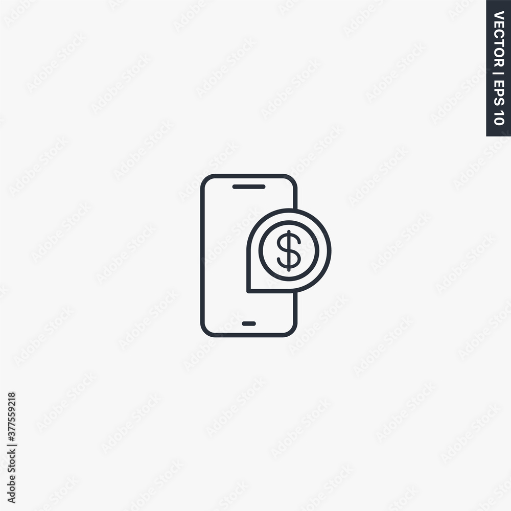 Mobil banking, linear style sign for mobile concept and web design Mobil banking, linear style sign for mobile concept and web design