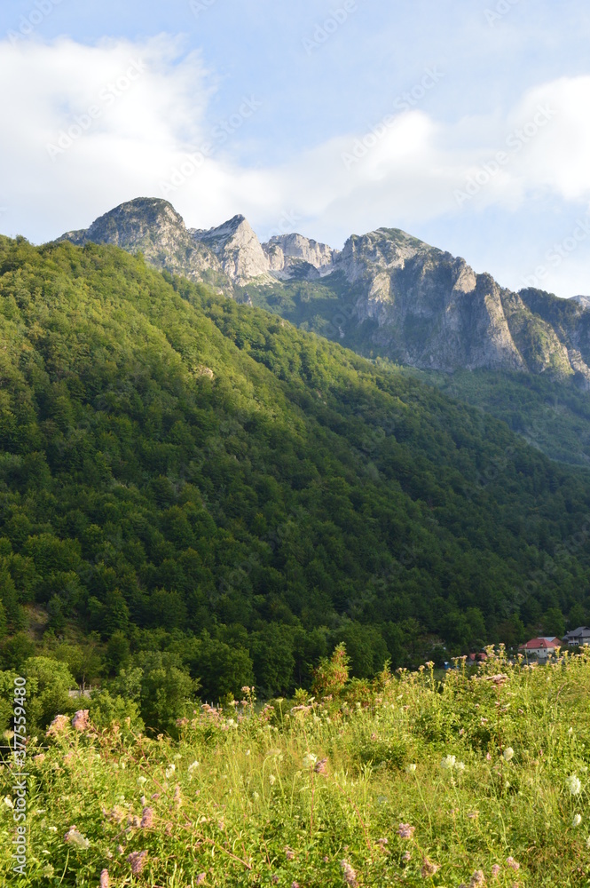 Naklejka premium The beautiful and dramatic landscapes of the Valbona Valley in Northern Albania