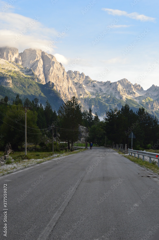 Naklejka premium The stunning mountain scenery in the Valbona Valley in Albania
